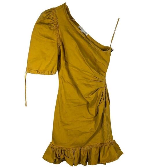 Jonathan Simkhai One Shoulder Dress Asymmetric Denim Sheath Yellow Size 8 - Picture 4 of 12